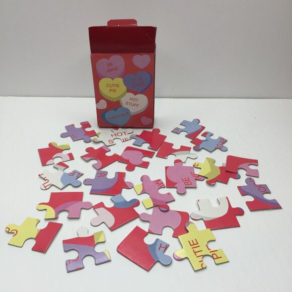 Dept. 18 Mini Valentine's Day Puzzle Sweet Hearts Be Mine U R Cool Cutie Pie Hot - Picture 2 of 6